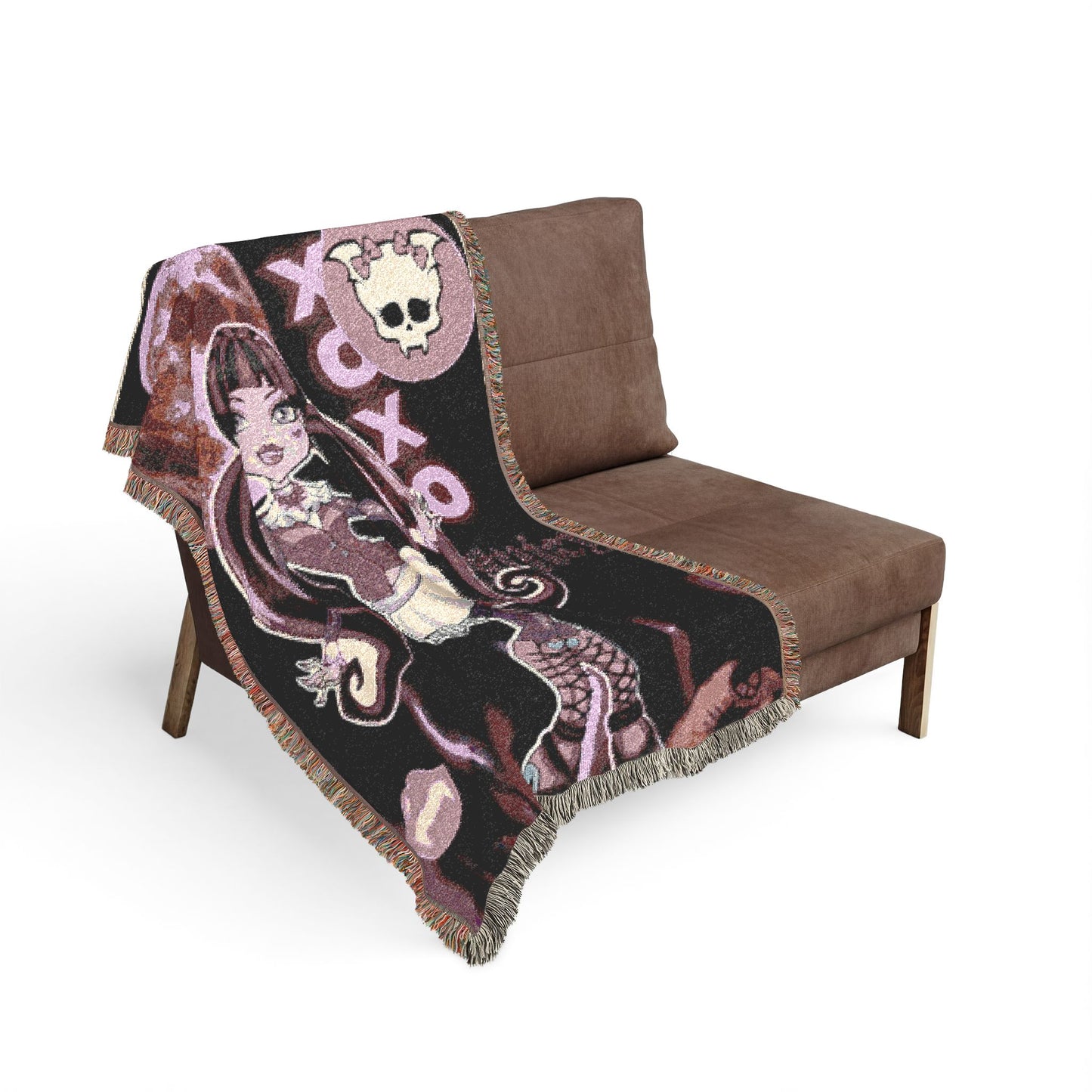Gothic Kawaii Woven Blanket — XOXO Anime Girl Throw