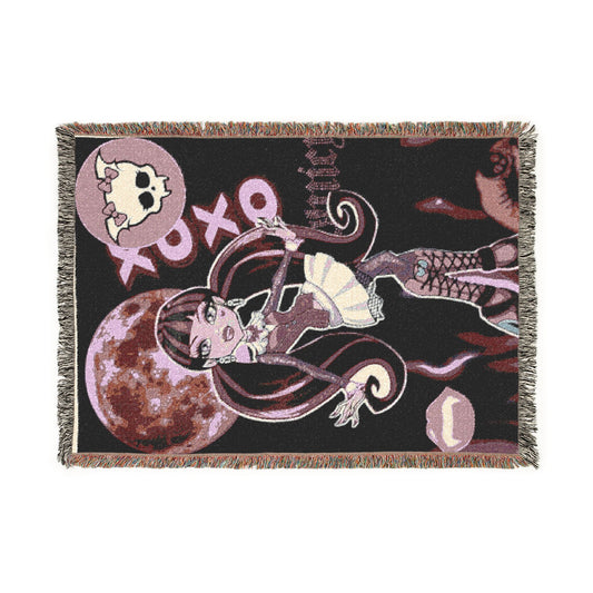 Gothic Kawaii Woven Blanket — XOXO Anime Girl Throw